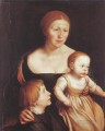 ハンス・ホルバインの若い頃のホルバイン夫人と子供たちカタリーナとフィリップの肖像